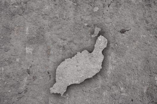 Map of Lanzarote on weathered concrete