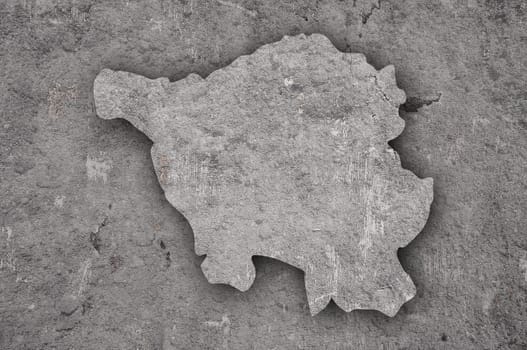 Map of Saarland on weathered concrete