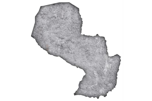 Map of Paraguay on weathered concrete