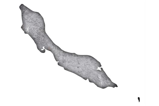 Map of Curacao on weathered concrete