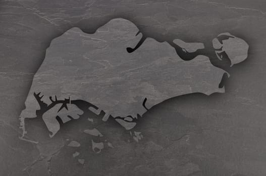 Map of Singapur on dark slate