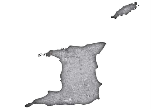 Map of Trinidad and Tobago on weathered concrete