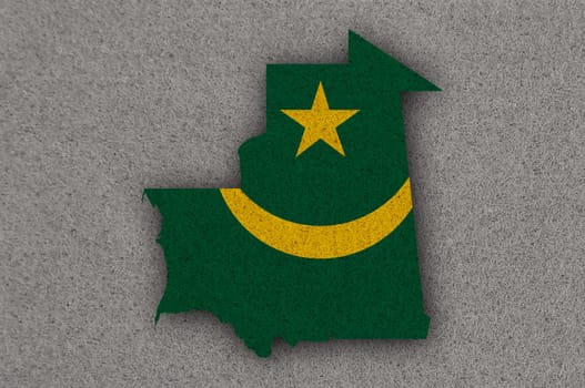 Map and flag of Mauritania on felt