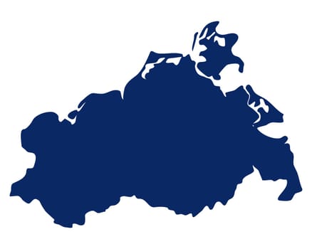 Karte von Mecklenburg-Vorpommern in blauer Farbe
