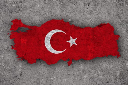 Map and flag of Turkey on weathered concrete
