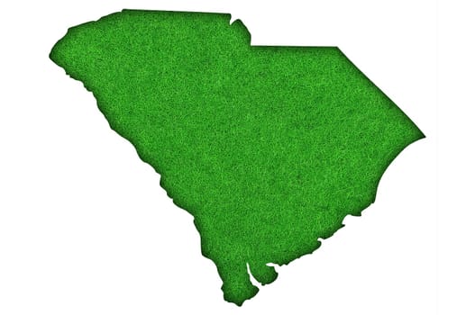 Map of South Carolina on green felt