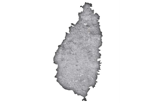 Map of Saint Lucia on weathered concrete