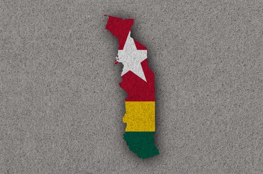 Map and flag of Togo on felt