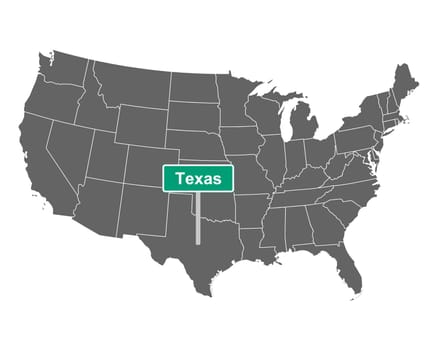 Texas state limit sign and map of USA