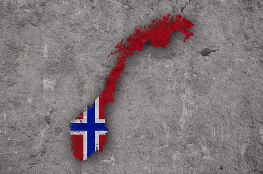 Map and flag of Norway on weathered concrete