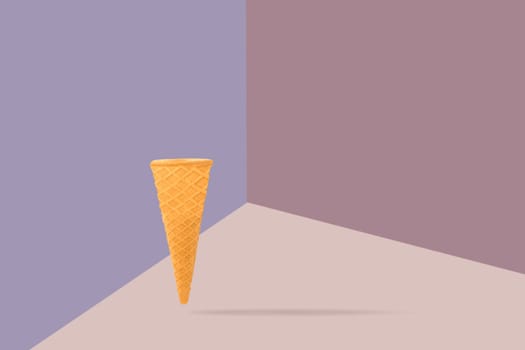 Ice cream cone on colored background . Summer and Sweet menu concept.
