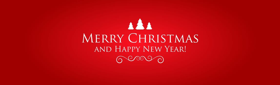 Panoramic red Christmas background with holiday elements - Vector illustration