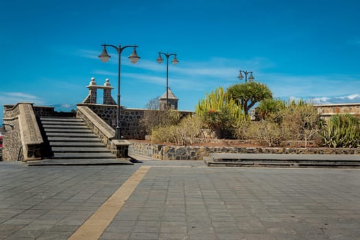 Tiled square with lamp posts in Puerto de la Cruz