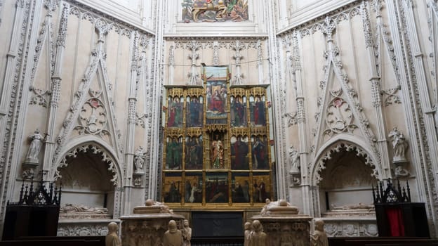 Toledo, Spain - 24 - september - 2020: Interior of Toledo cathedral in historic medieval city of Toledo, Spain