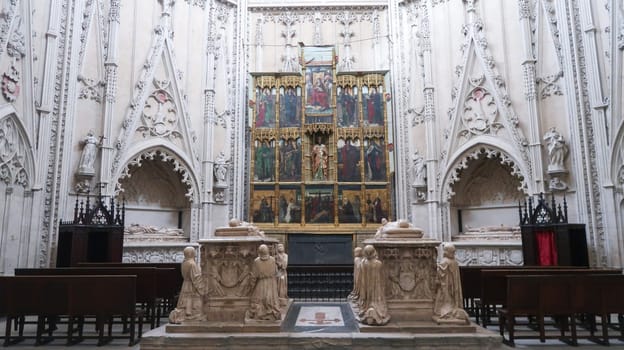 Toledo, Spain - 24 - september - 2020: Interior of Toledo cathedral in historic medieval city of Toledo, Spain