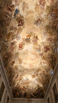 Toledo, Spain - 24 - september - 2020: Interior design of ceiling of Toledo cathedral in historic medieval city