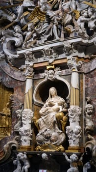Toledo, Spain - 24 - september - 2020: Interior of Toledo cathedral in historic medieval city of Toledo, Spain