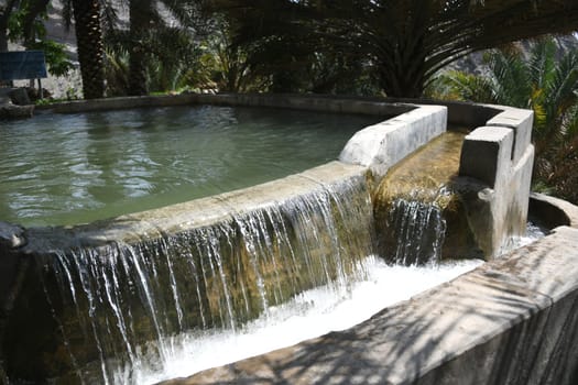 The famous Falaj irrigation system can be seen in the oasis of the mountain village of Misfah in Oman.