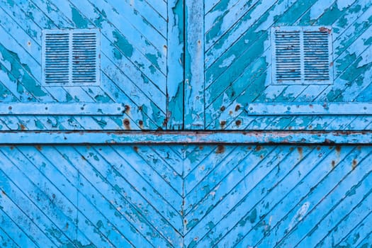Old blue weathered distressed wood planks texture background