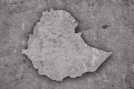 Map of Ethiopia on weathered concrete