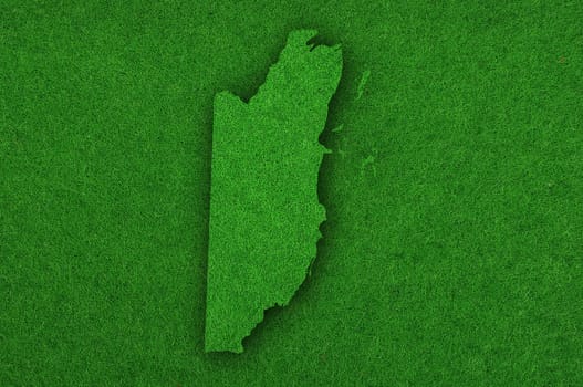 Map of Belize on green felt