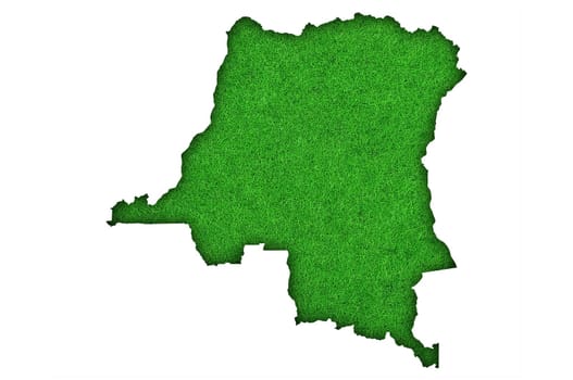 Map of Democratic Republic of the Congo on green felt