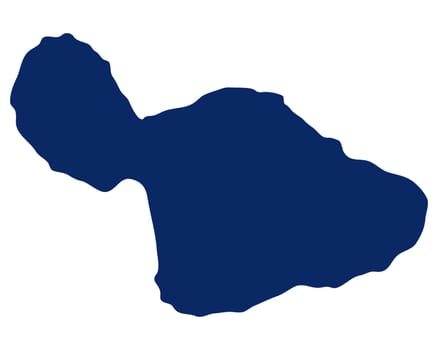 Karte von Maui in blauer Farbe
