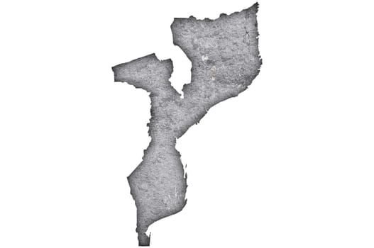 Map of Mozambique on weathered concrete