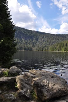 View over the Großer Arbersee in the Bavarian Forest