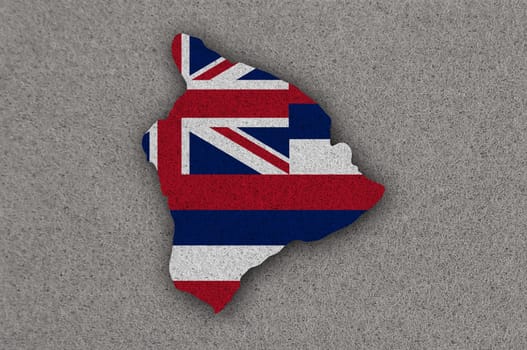 Map and flag of Hawaii on felt