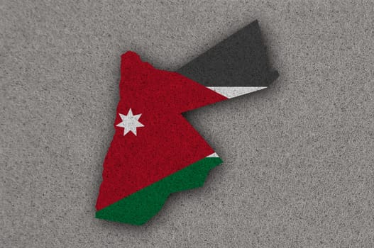 Map and flag of Jordan on felt