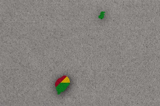 Map and flag of Sao Tome and Principe on felt