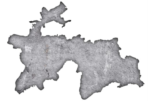Map of Tajikistan on weathered concrete