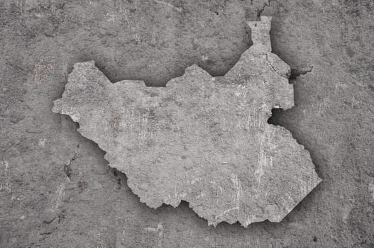 Map of South Sudan on weathered concrete