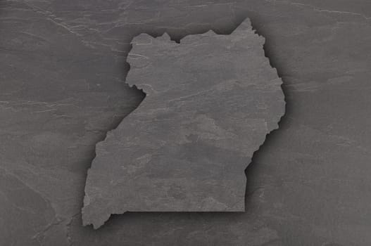 Map of Uganda on dark slate