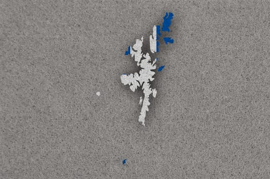 Map and flag of Shetland Islands on felt