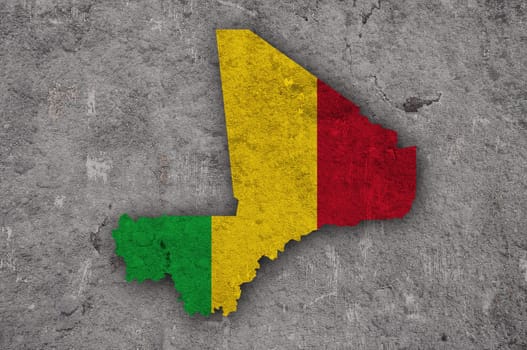 Map and flag of Mali on weathered concrete
