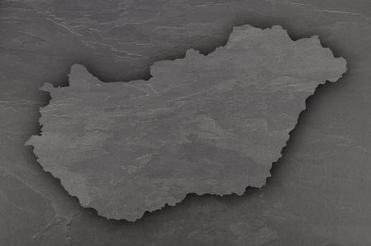 Map of Hungary on dark slate