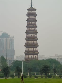 The building is in the traditional Chinese style in Hong Kong. Ancient style of architecture.