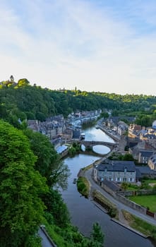 Aerial view of Port of Dinan - Dinan, Brittany, France