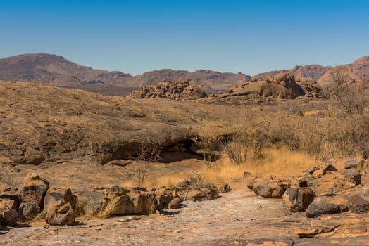massive granite rock formation in the Erongo Mountains, Namibia