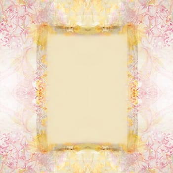 Vintage Grunge Frame For Congratulation With Flowers