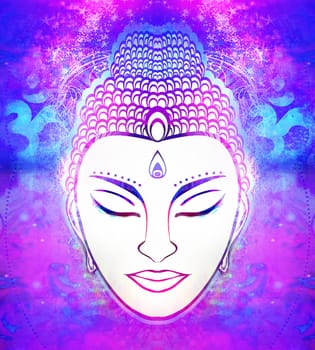 decorative buddha portrait - abstract illustration