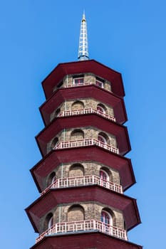 The Great Pagoda in Kew Gardens in London England UK which was erected in 1762 and is a popular travel destination tourist attraction landmark of the city, stock photo image