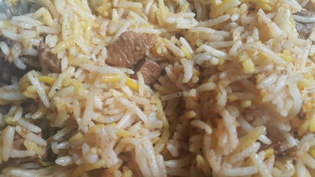 Traditional home made basmati rice pulao or pulav with chana, or vegetable rice dish