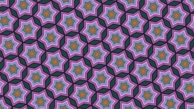 Abstract background of colorful hexagon and different surrounding rings. Abstract hexagon background.