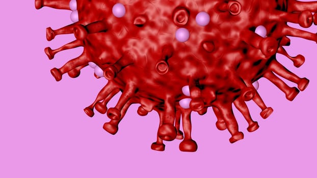 3D illustration of a virus particle. Closeup of a virus structure against clear background with copy space for text