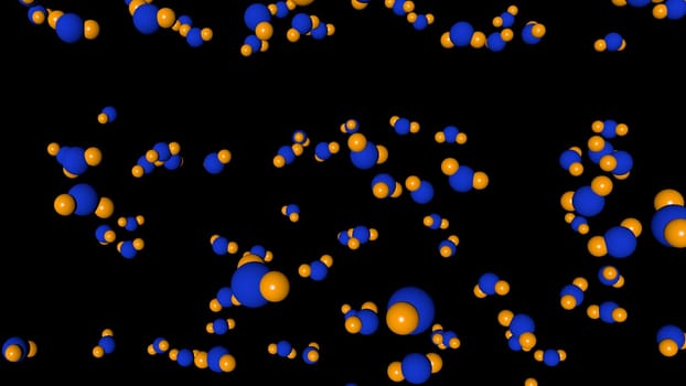 3d illustration of molecule model. Science background with chemical formulas against colored background