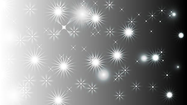 Black abstract light background with glittery colored shiny bokeh stars. Sparkling glittered particles on colored background for placard, banner and greeting cards.