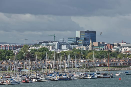 Dublin, Ireland - June 6, 2017: Sailboats in the harbor near Dublin, Ireland